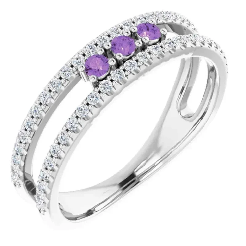 MARISSA | Women's Diamond Wedding Ring | Negative Space Ring | Amethyst | Ruby | Pink Tourmaline