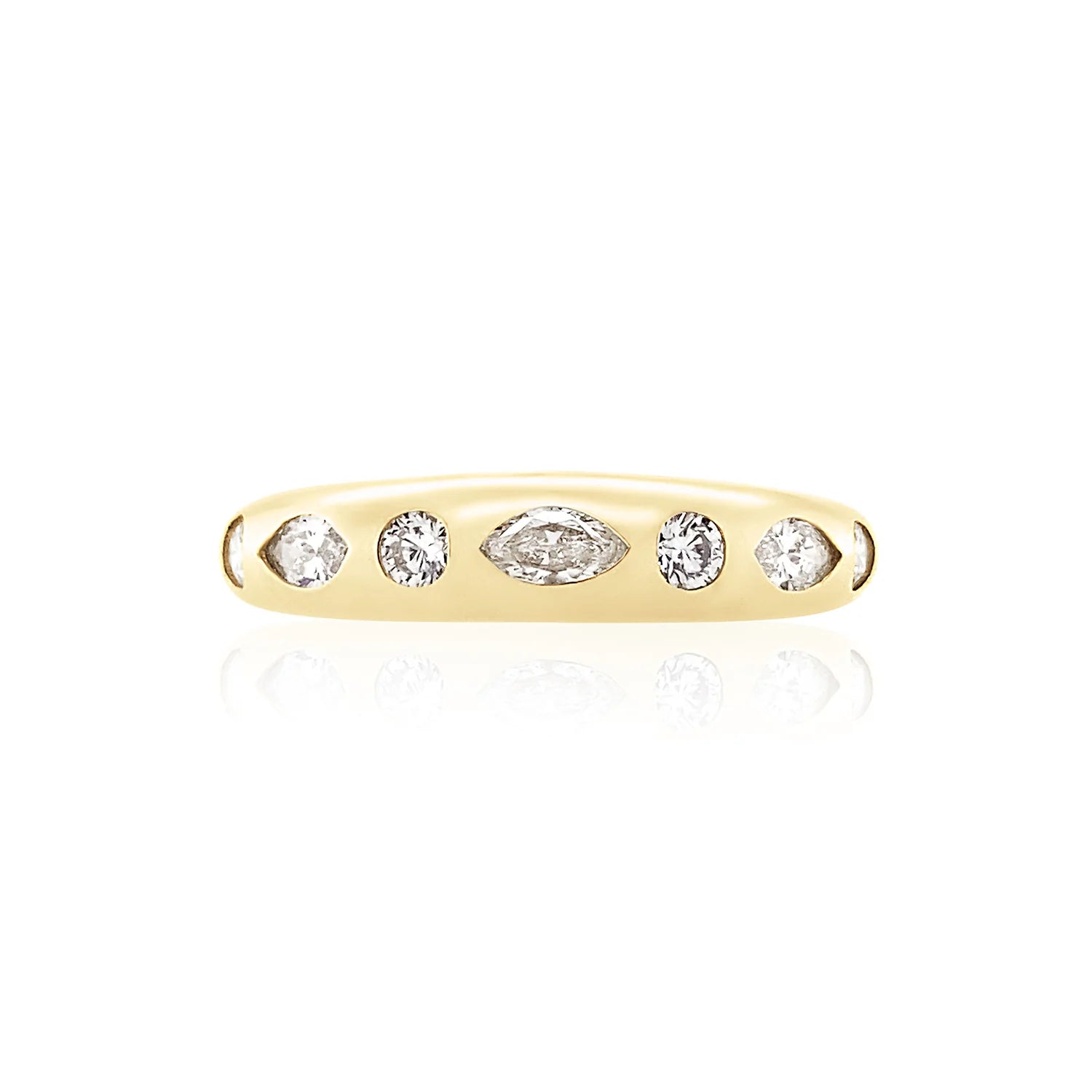 Nine Round & Marquise Diamond Skinny Ring