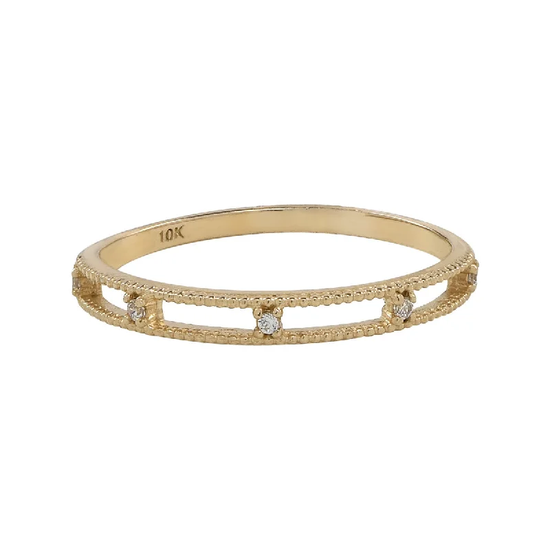 10k Solid Gold CZ Double Band Ring