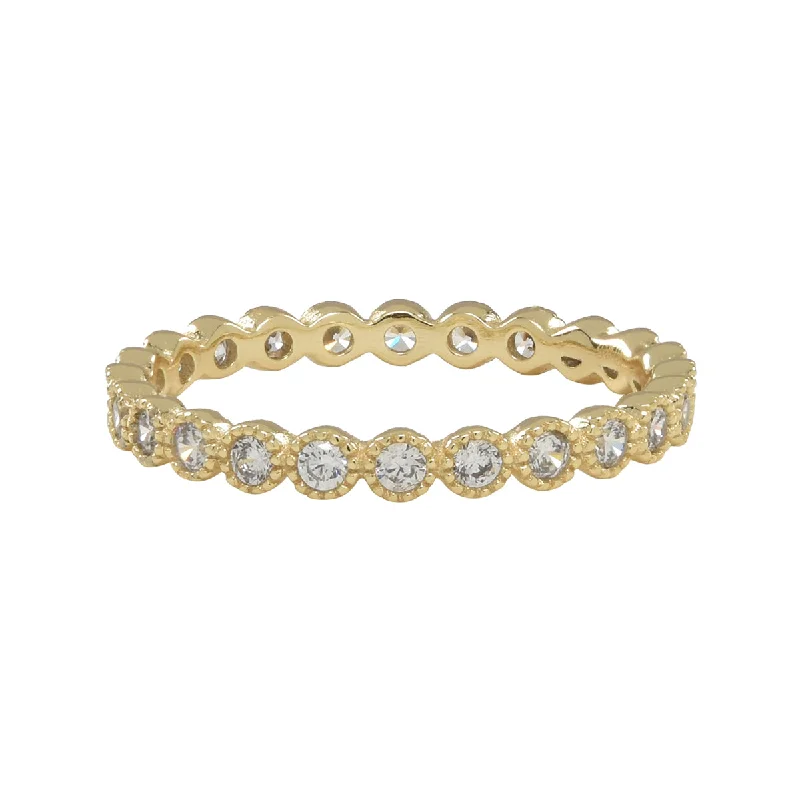 SALE - CZ Scallop Bezel Eternity Ring