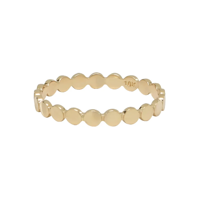 10k Solid Gold Flat Beaded Ring