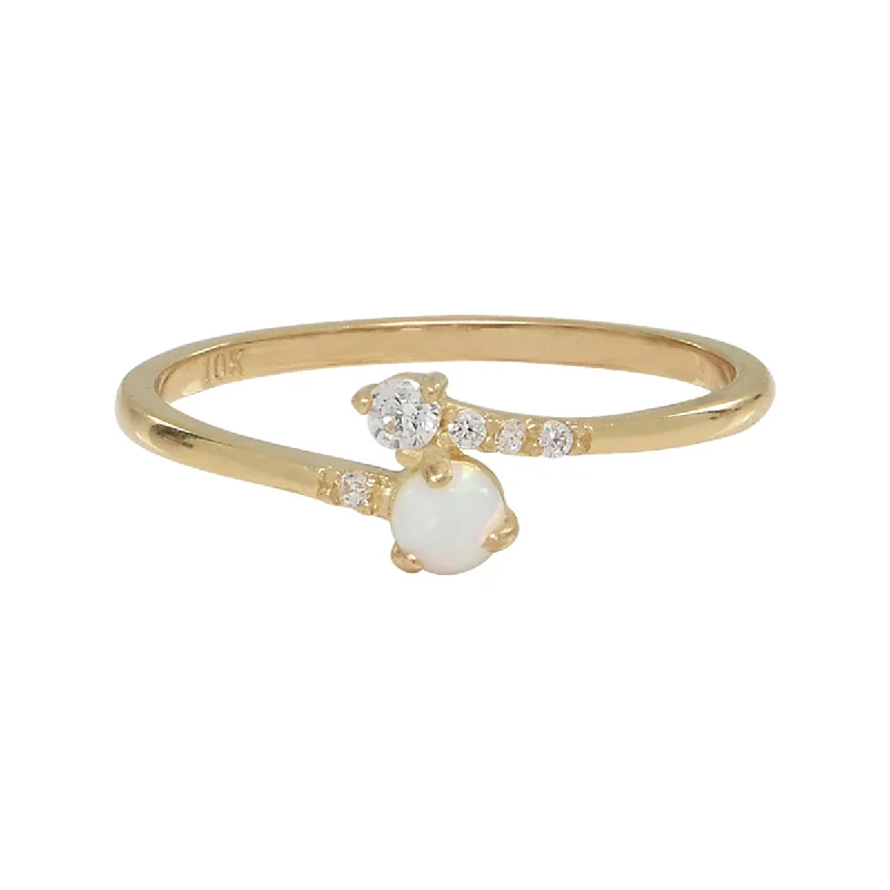 10k Solid Gold Opal / CZ Ring