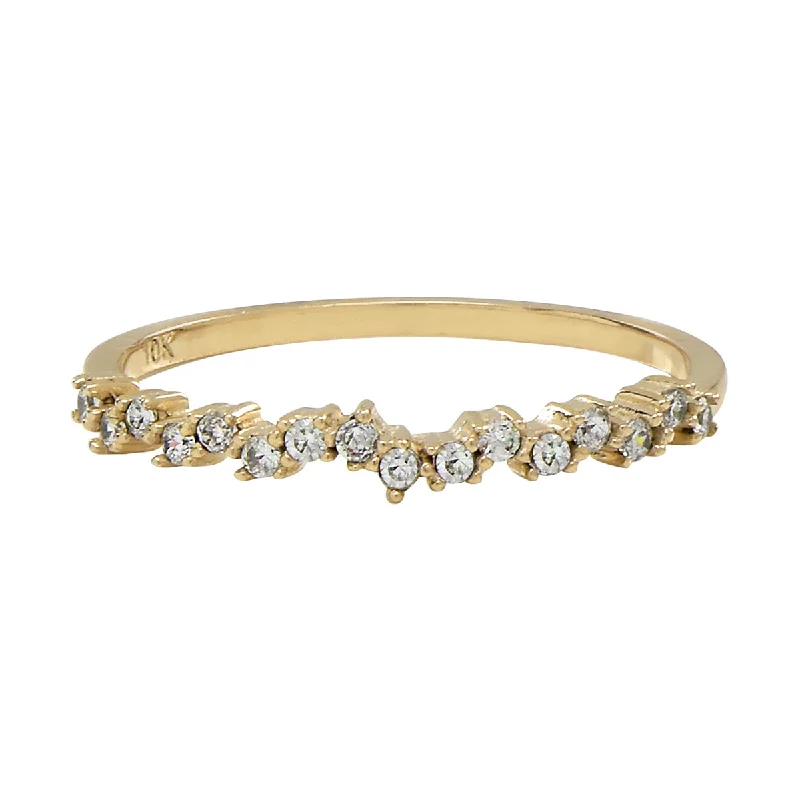 10k Solid Gold CZ ZigZag Ring