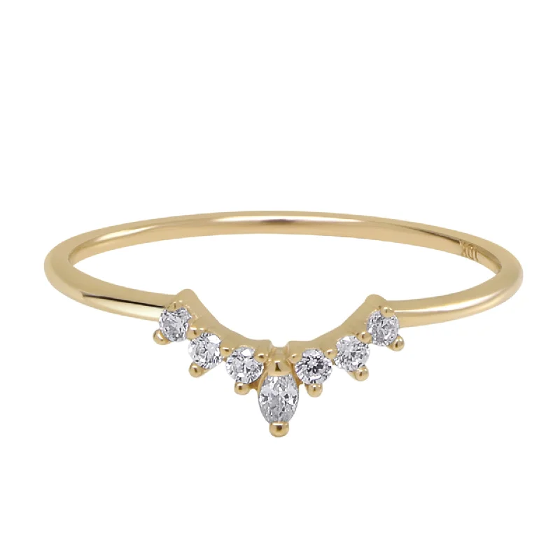 10k Solid Gold CZ Tiara Ring