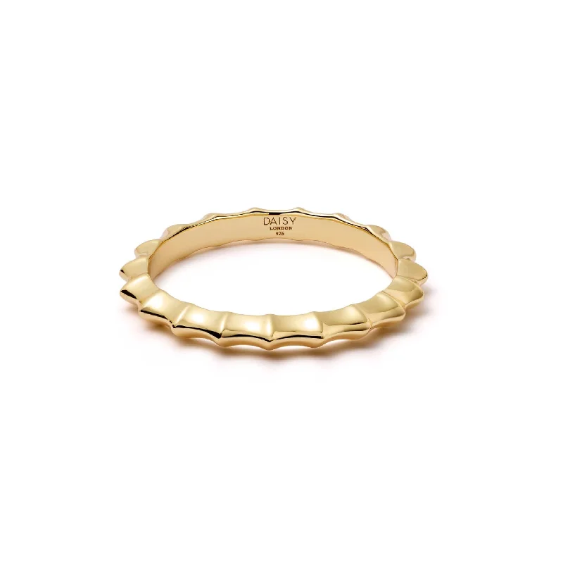 Organic Ridge Band Ring 18ct Gold Plate