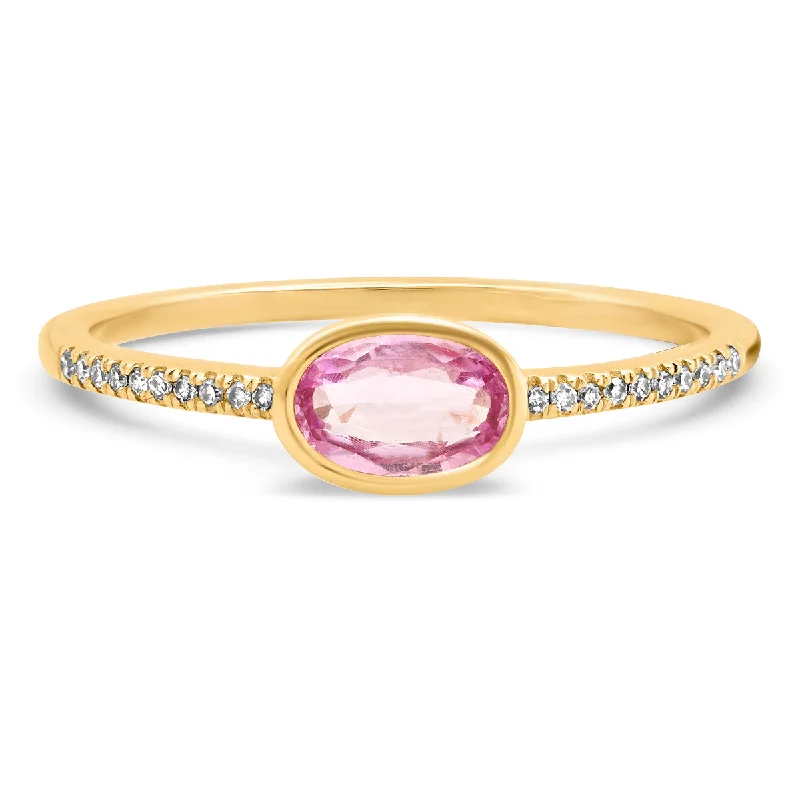 Oval Pink Sapphire & Diamond Ring