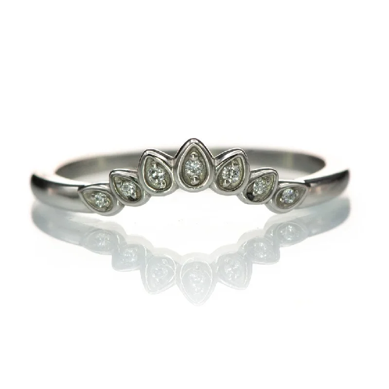 Petal Band - Floral Inspired Contoured Diamond Stacking Wedding Ring