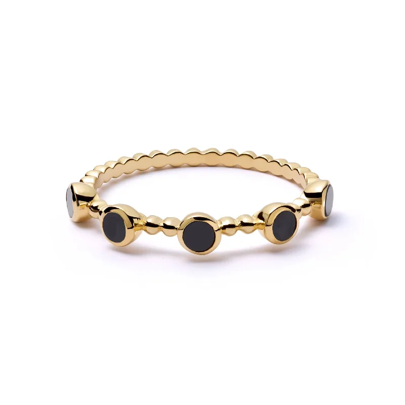 Polly Sayer Black Onyx Bobble Ring 18ct Gold Plate