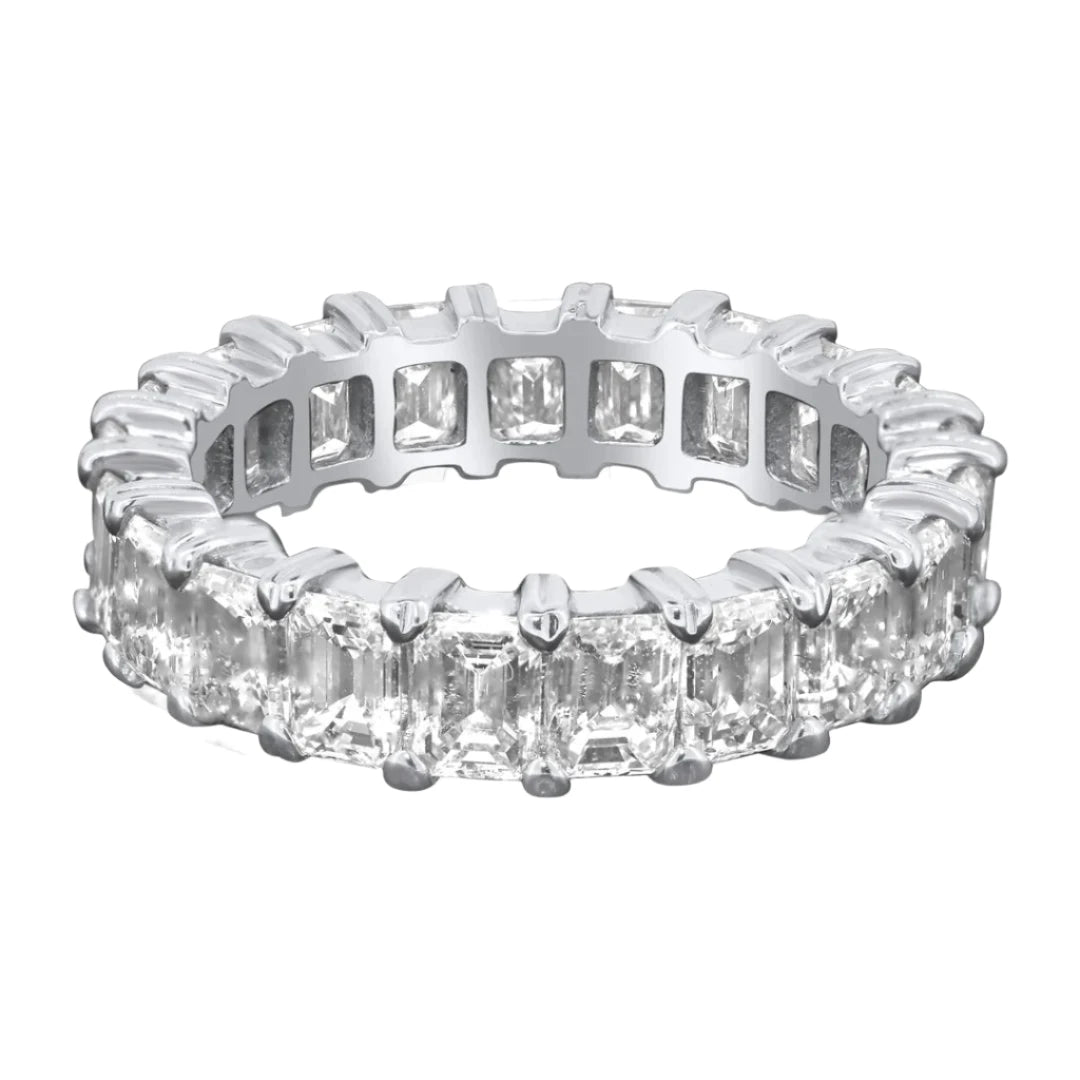 Pretty Prong Set Emerald Cut Diamond Eternity Band Ring