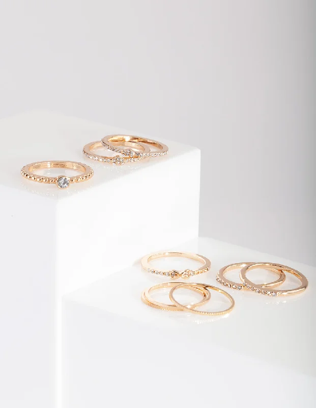 Gold Eternal Diamante Ring Pack