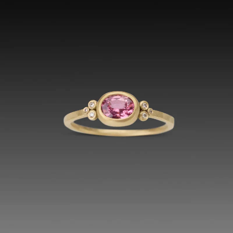 Oval Pink Sapphire Ring With Diamonds