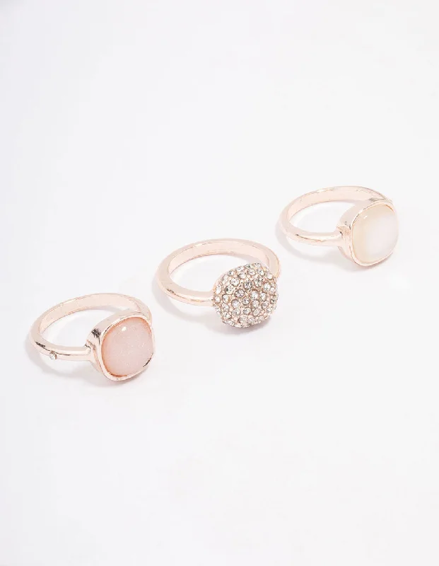 Rose Gold Pave Stacking Ring 3-Pack