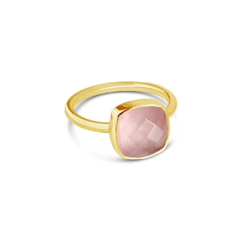 Rose Quartz Cocktail Ring | Gold