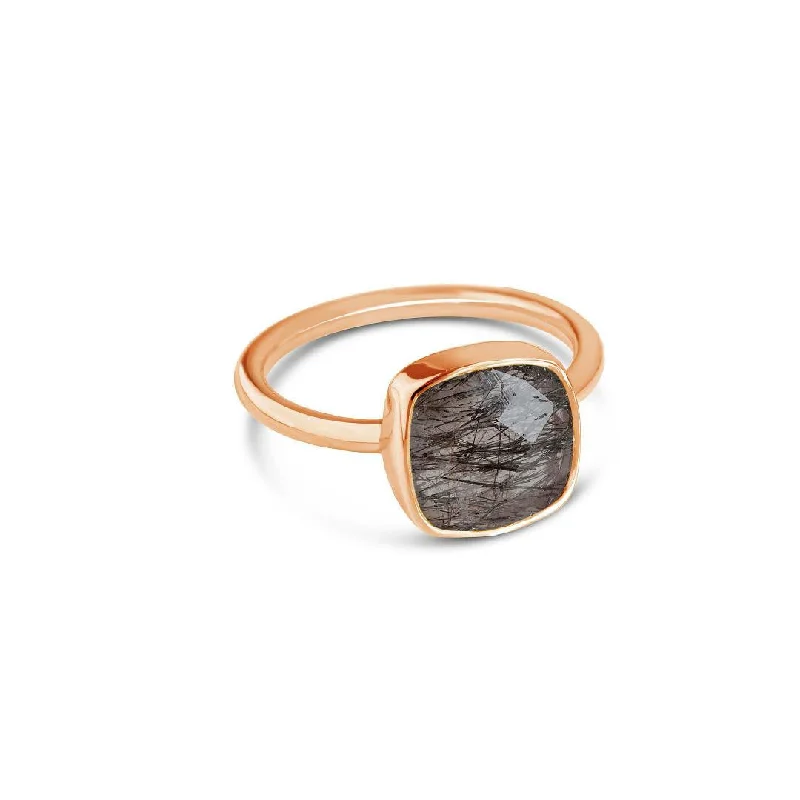 Rutilated Quartz Cocktail Ring | Rose Gold