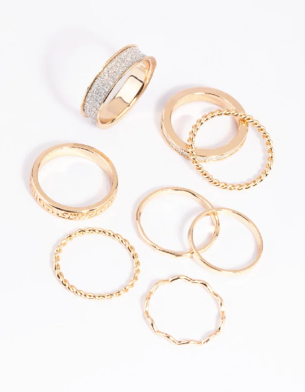 Gold Glitter Ring Stack Pack