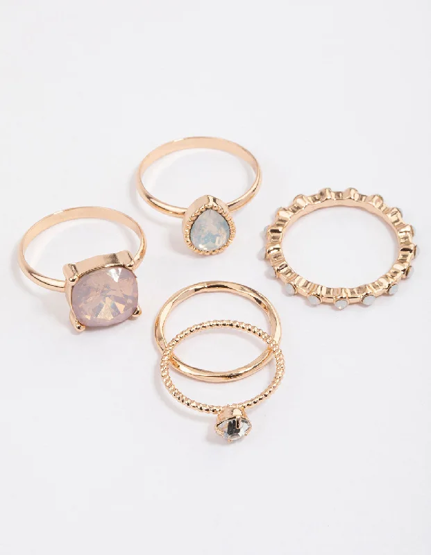 Gold Textured Shape Ring Pack