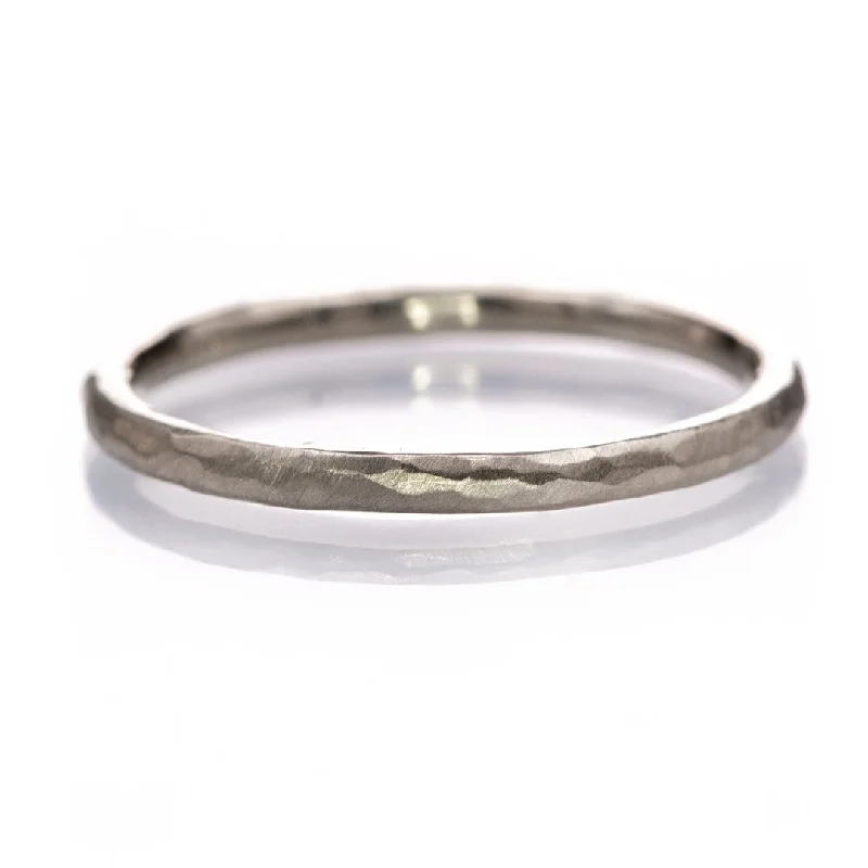 Skinny Hammered Texture Thin Wedding Band