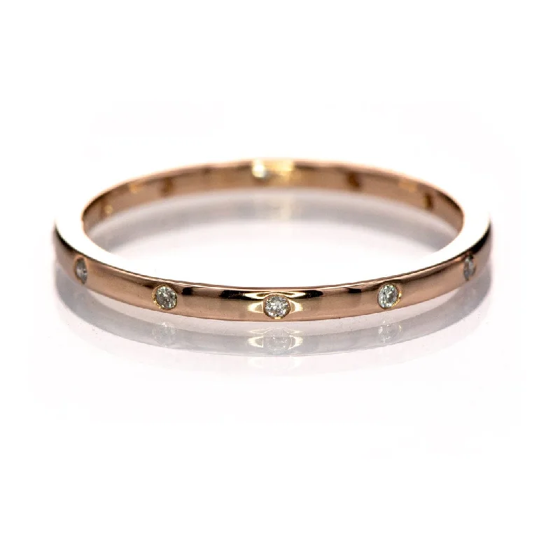 Skinny Thin Eternity Wedding Band With Flush Set Diamonds