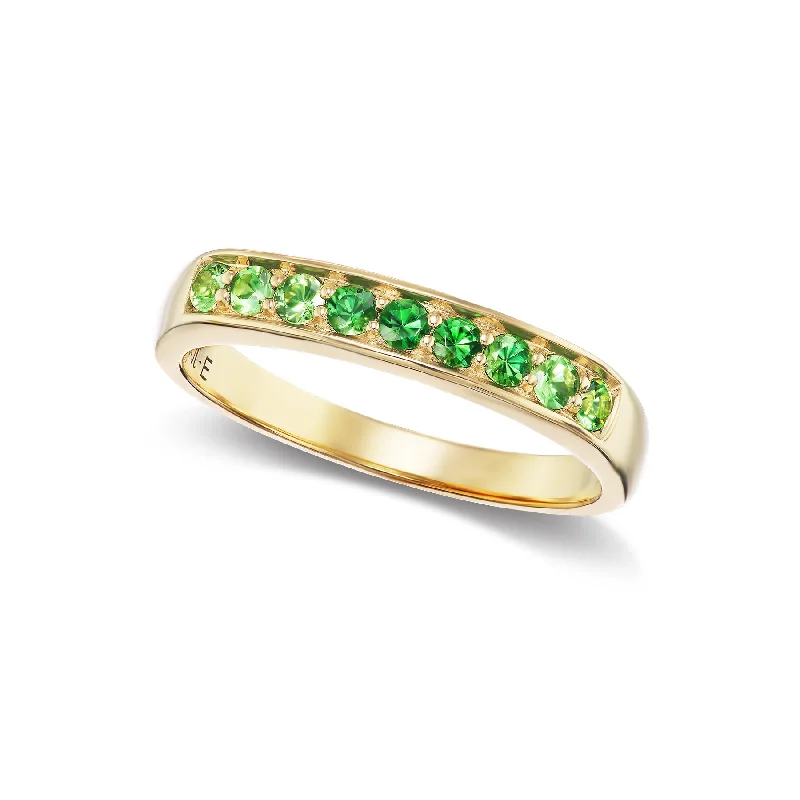 Small Round Ombre Tsavorite Garnet Stacker Ring