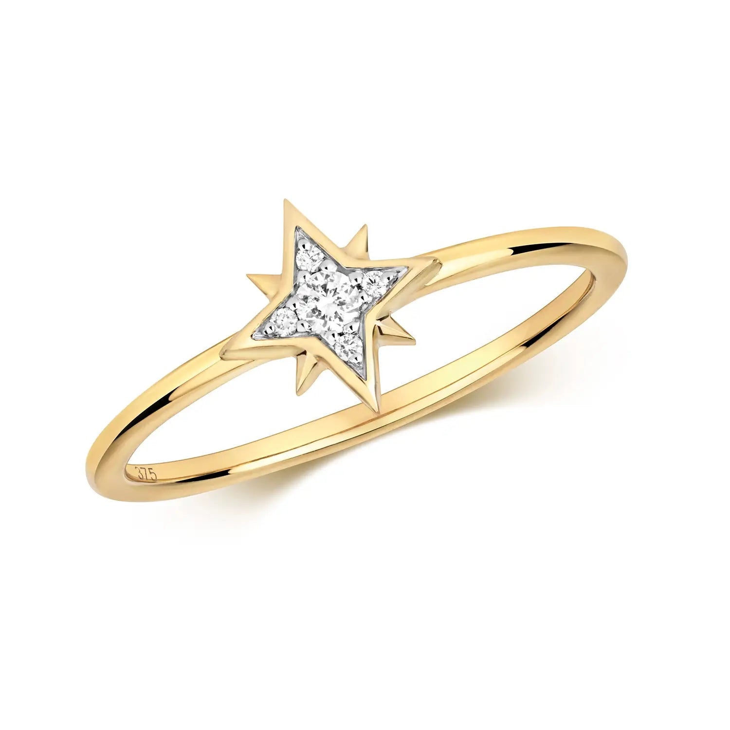 Solid Gold Diamond Star Ring