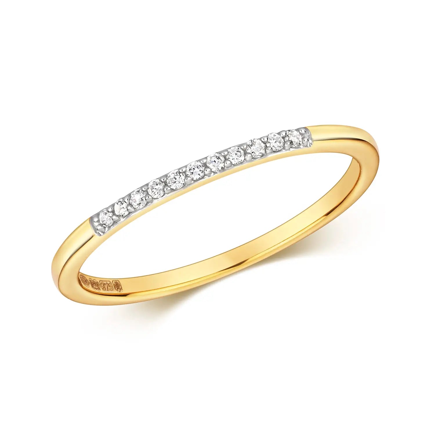 Solid Gold Eleven Diamond Fine Band Ring