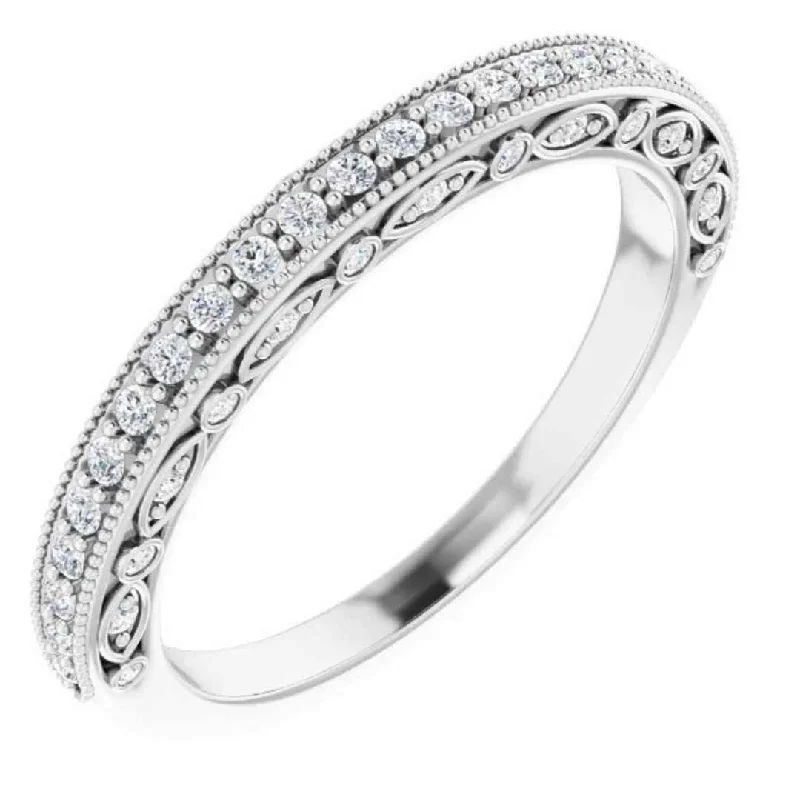 SOPHIA | Women's Diamond Wedding Band | Vintage Inspired | 14k Gold or Platinum