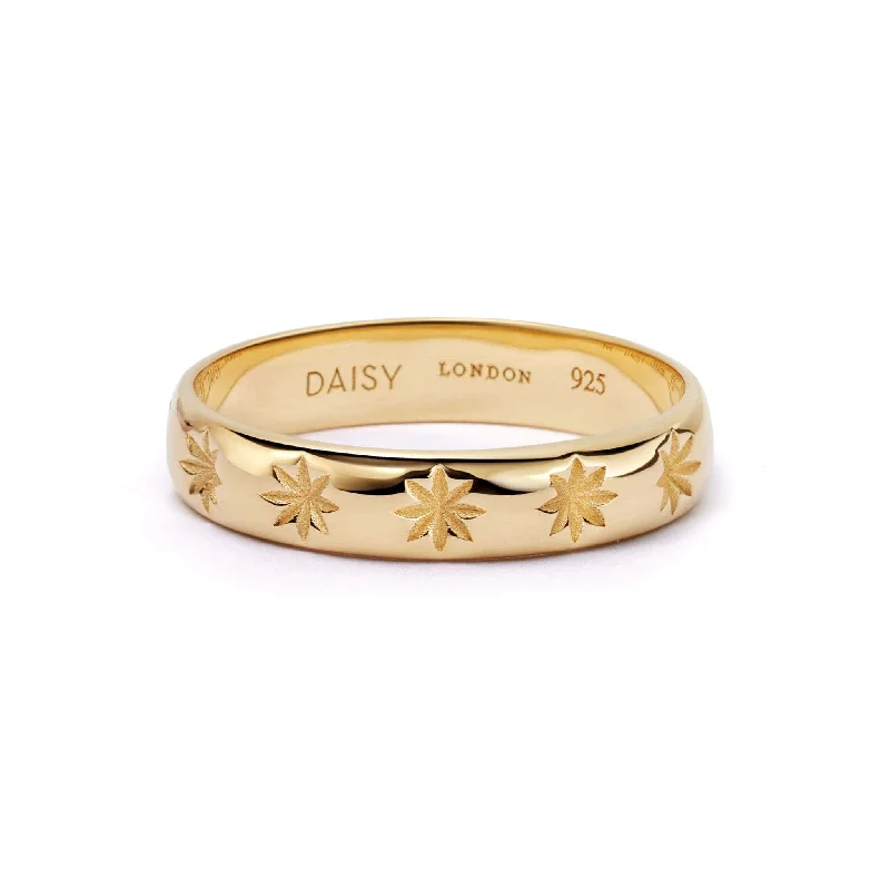 Star Engraved Stacking Ring 18ct Gold Plate