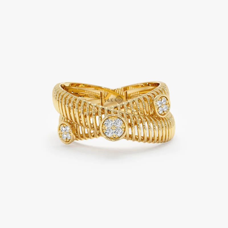 Thick Criss Cross Diamond Ring, Camryn