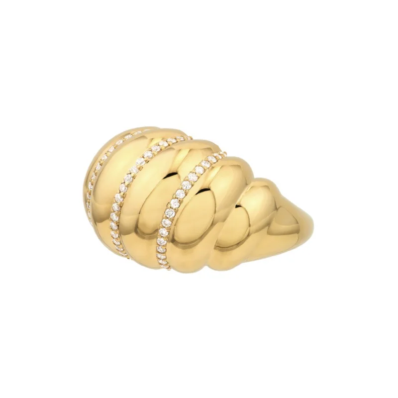 Twisted Gold & Diamond  Dome Ring