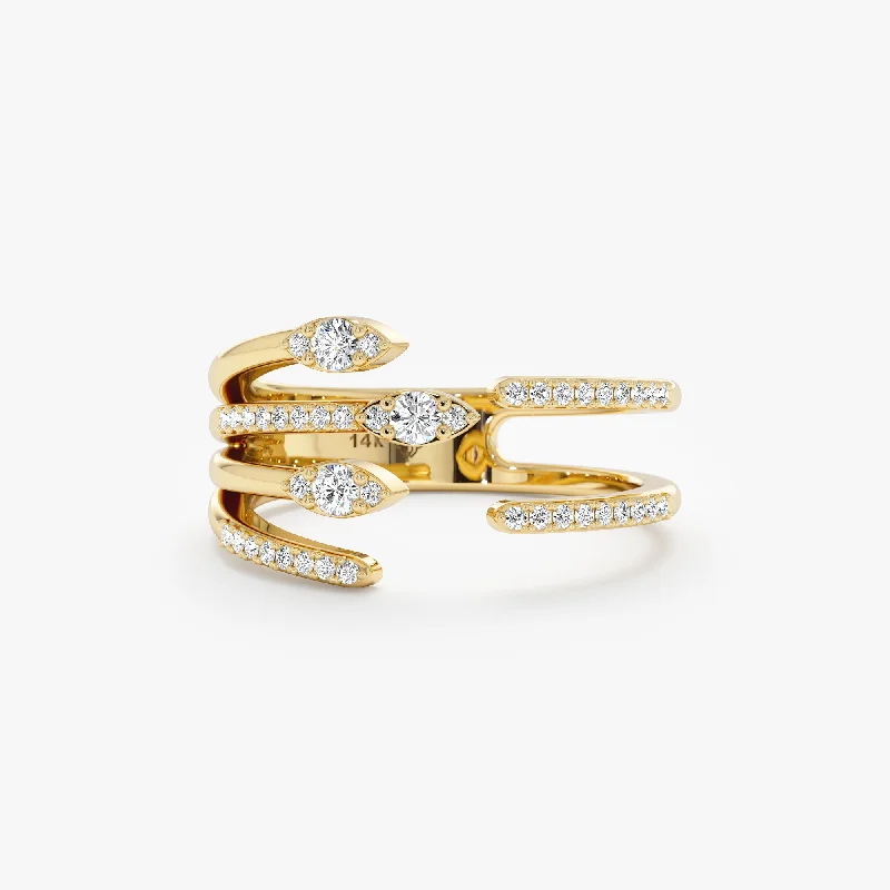 Unique Design Diamond Claw Ring, Yalitza