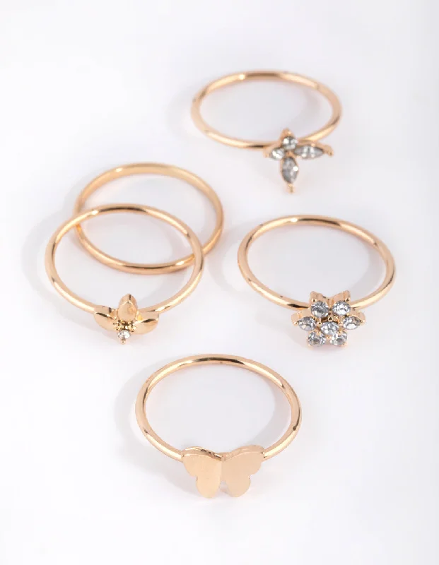 Gold Butterfly Garden Ring 6-Pack